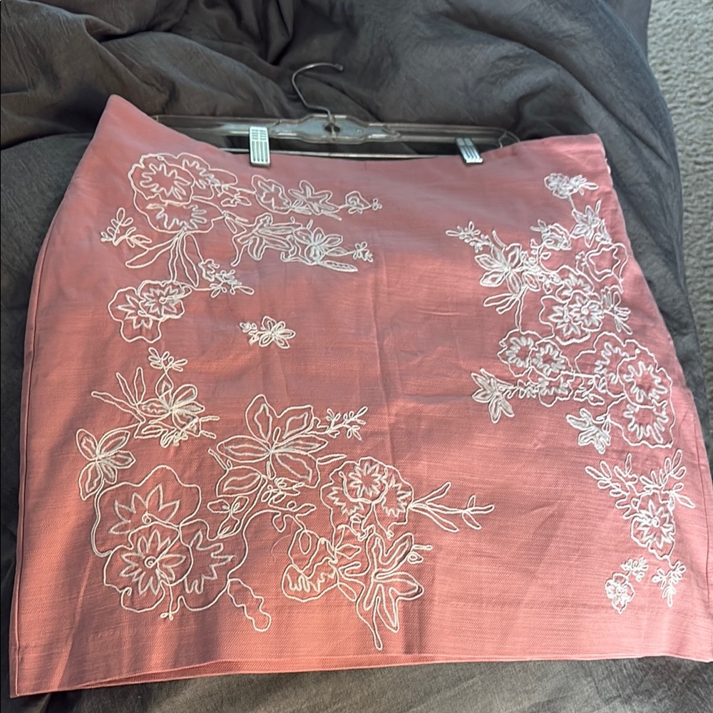 LOFT Pink Embellished Mini Pencil Skirt